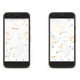 In the update screenshot (right), Google Maps outlines crosswalks and sidewalks among other details.